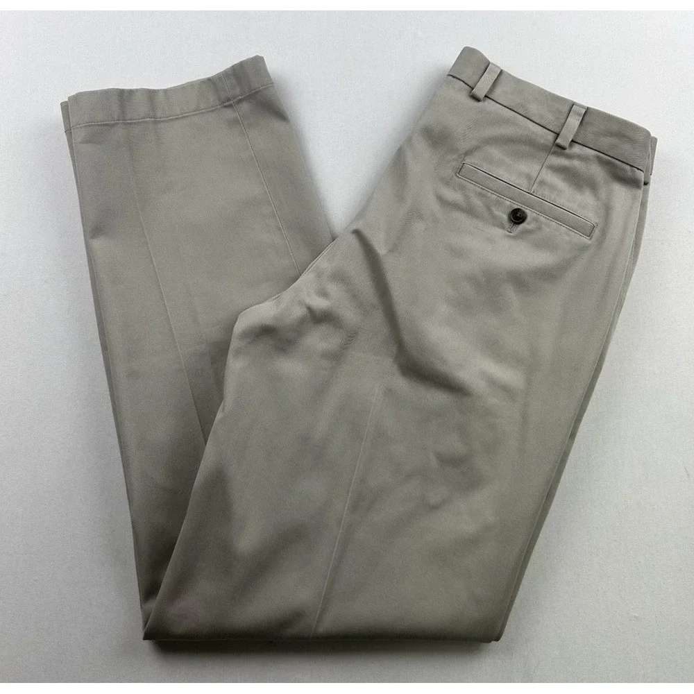 Brooks Brothers Advantage Chino Clark Pants Men's 35x32 Beige Khaki Flat Front